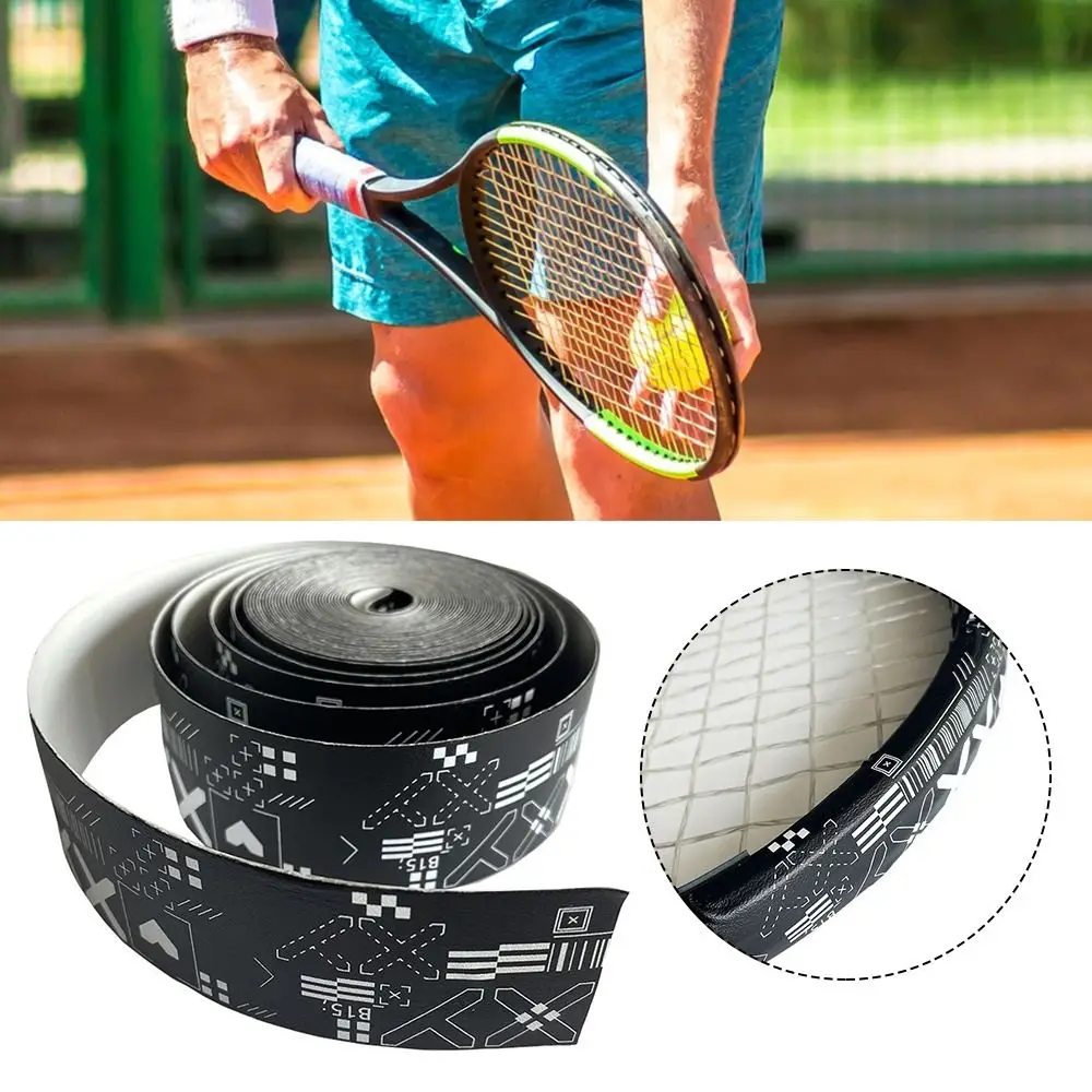 

Black White Printing Frame Head Protection Sticker Reduce Impact And Friction Tennis Racket Protective Tape Scratch Prevent