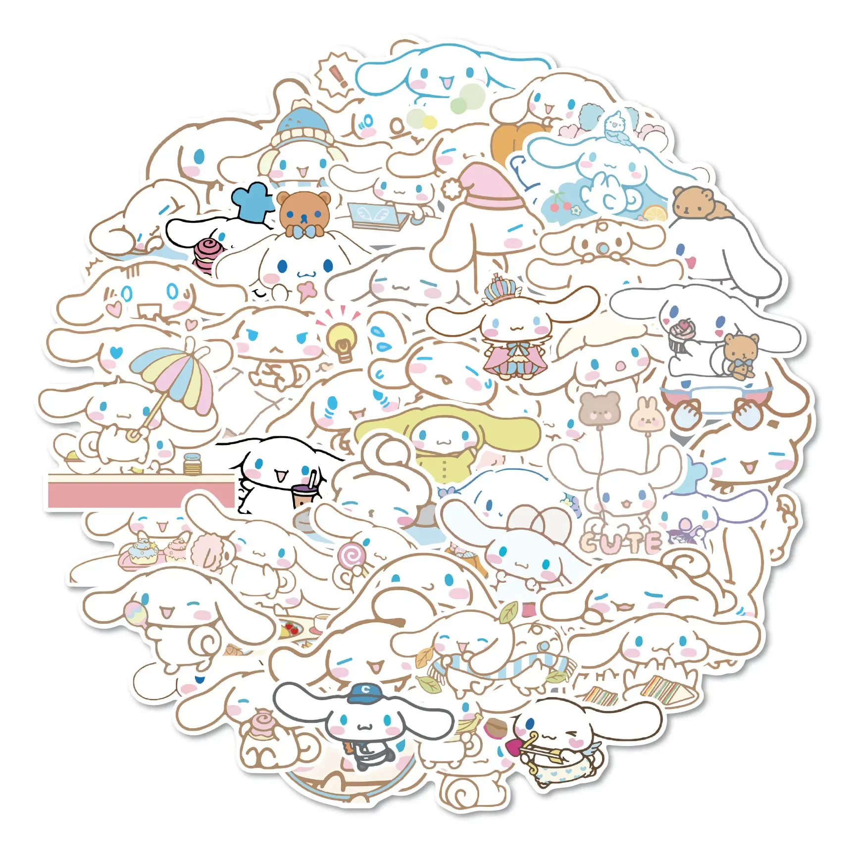 50/100pcs Cute Cinnamoroll Sticker Pack Cartoon Phone Case Waterproof Anime Stickers Kid Toy Laptop Skin Kawaii Sanrio Stickers