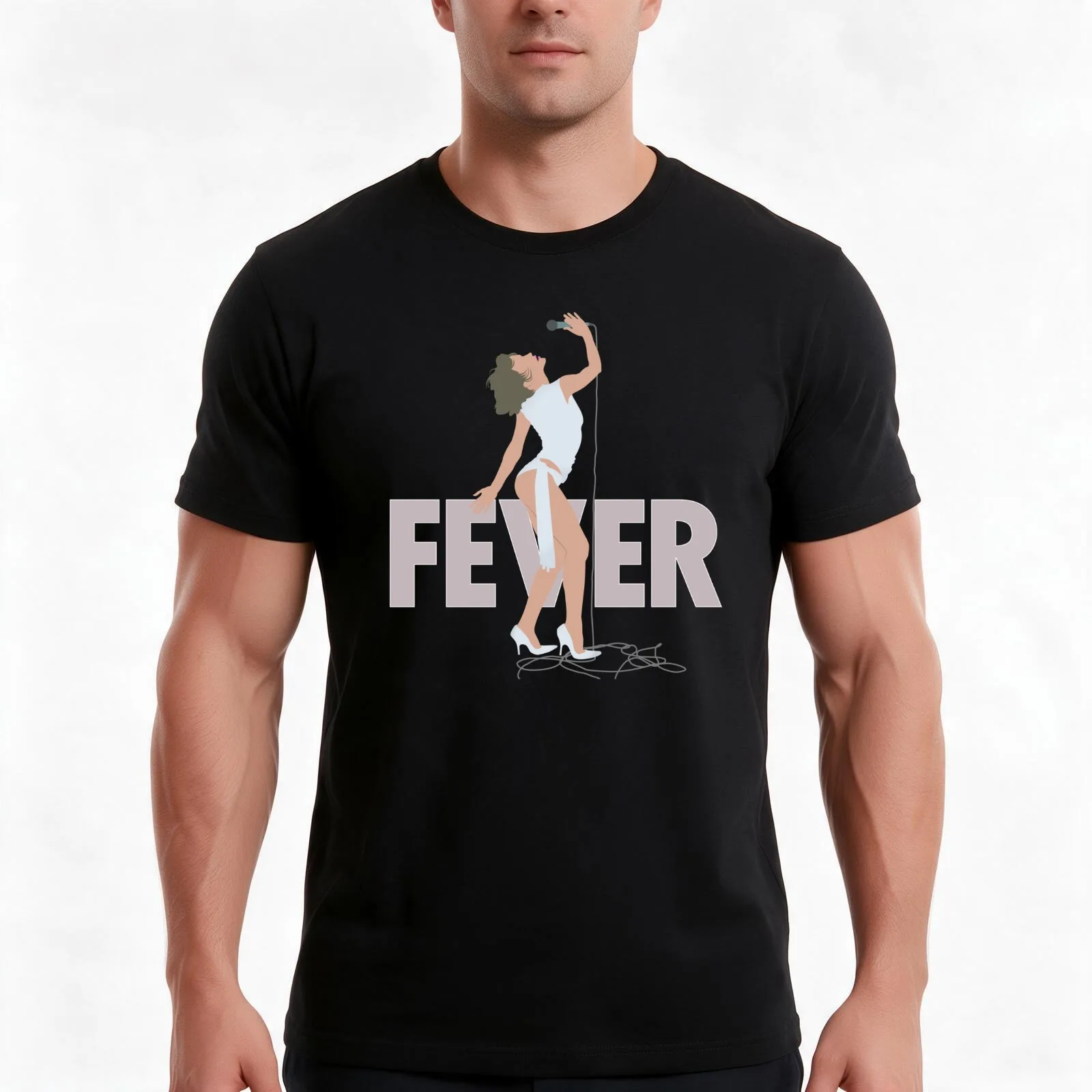 Kylie - Fever T-Shirt, Summer Casual Cotton Tee, Oversized Streetwear Tops, Vintage Graphic Print, Loose Fit Short Sleeve