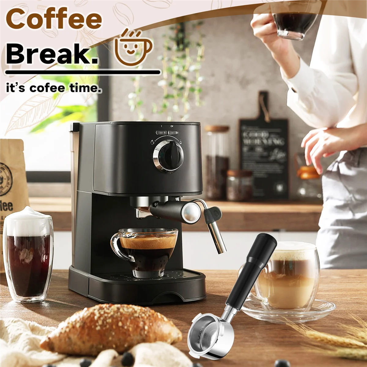 51 มม.Coffee Bottomless PortafilterสําหรับEC680/EC685 กรองตะกร้ากรองอุปกรณ์เสริมกาแฟ