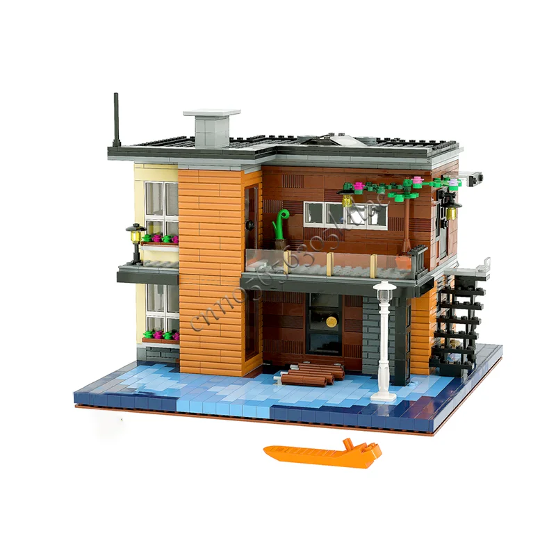 1686 Parts Lakeside House Building Block Set Modern Architecture With Scenic Details Display Toy For Kids Assembly Birthday Gift