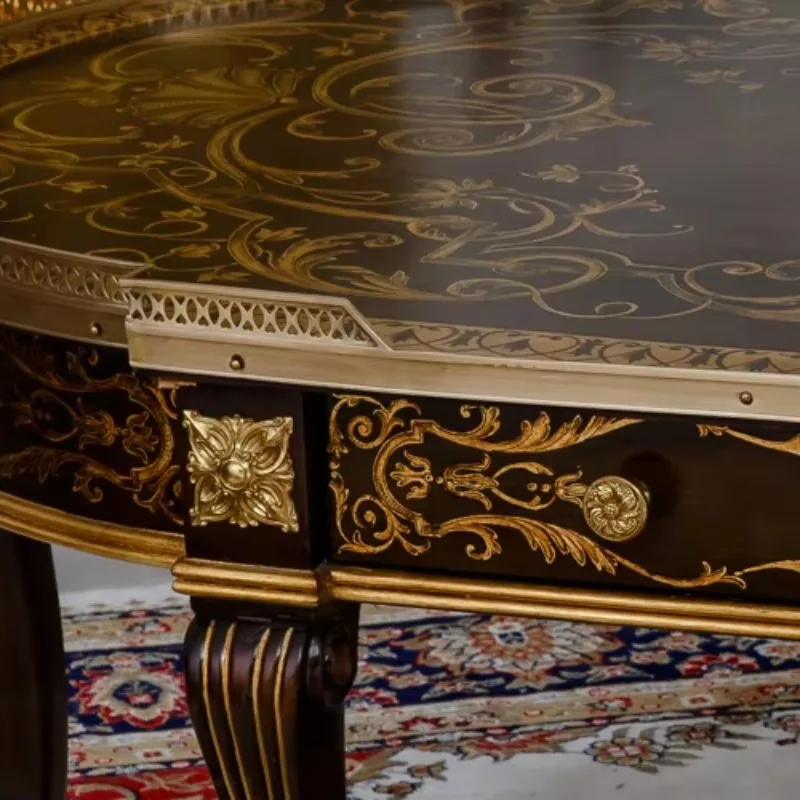 Old-fashioned Double Bucket Tea Table with Copper Lace or Chinese Classical Coffee Table Desk