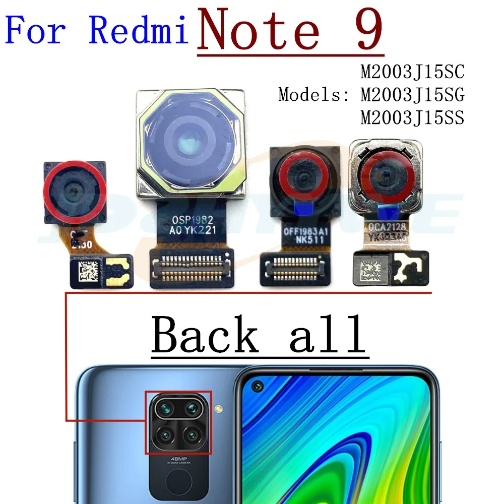 Front Rear Back Camera For Xiaomi Redmi Note 9 Pro Note9 9Pro Main Frontal Selfie Camera Module Replacement Spare Parts