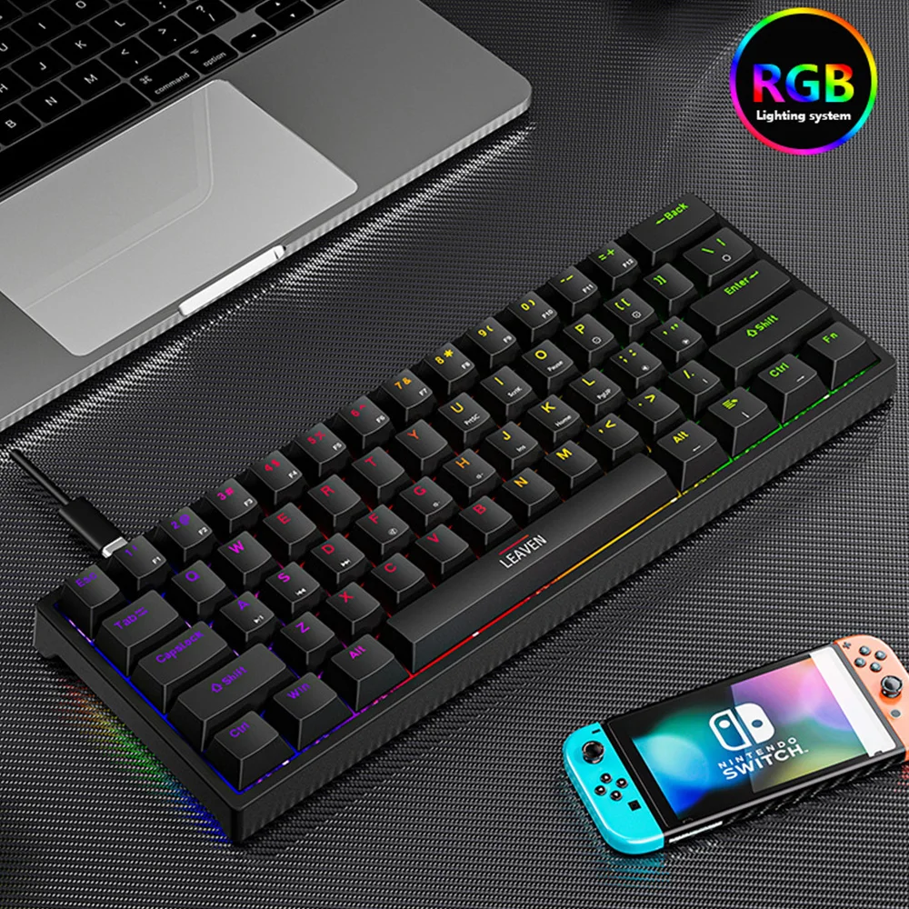 

K620 Mini Gaming Mechanical Keyboard 61 Keys RGB Hotswap Type-C Wired Gamer Keyboard PBT Keycaps 60% Ergonomics Keyboards