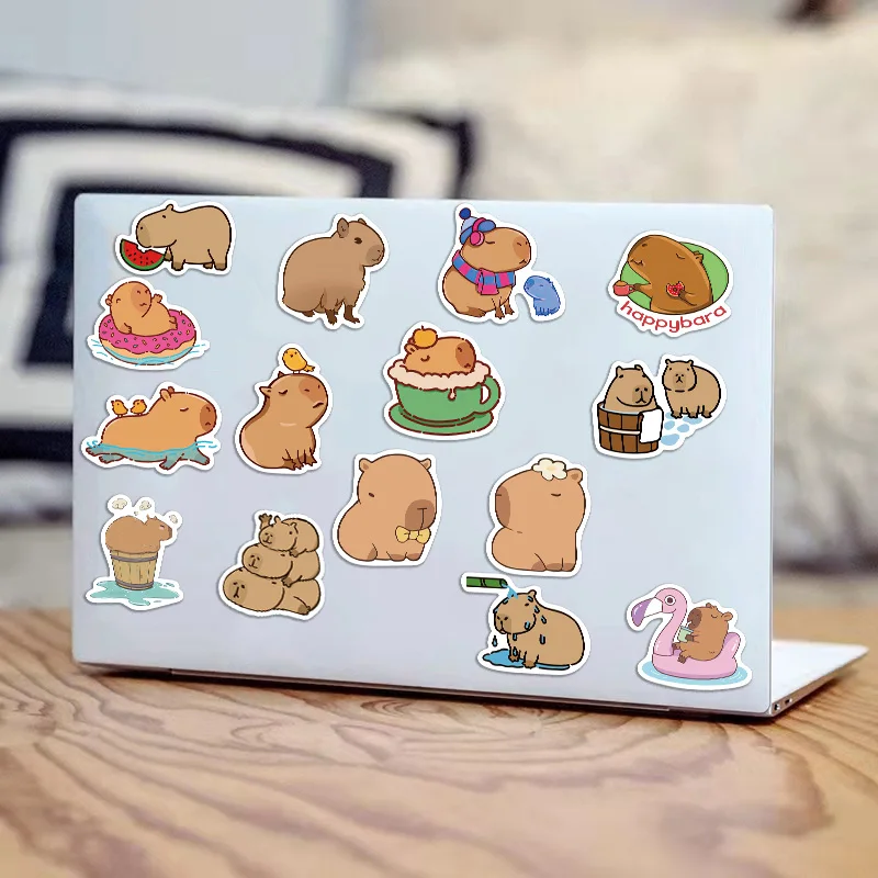 50pcs Capibala Stickers Kawaii Animal Capybara Sticker Cartoon Stationery Tablet Guitar Computer Clipart Wall Sticker Decoration