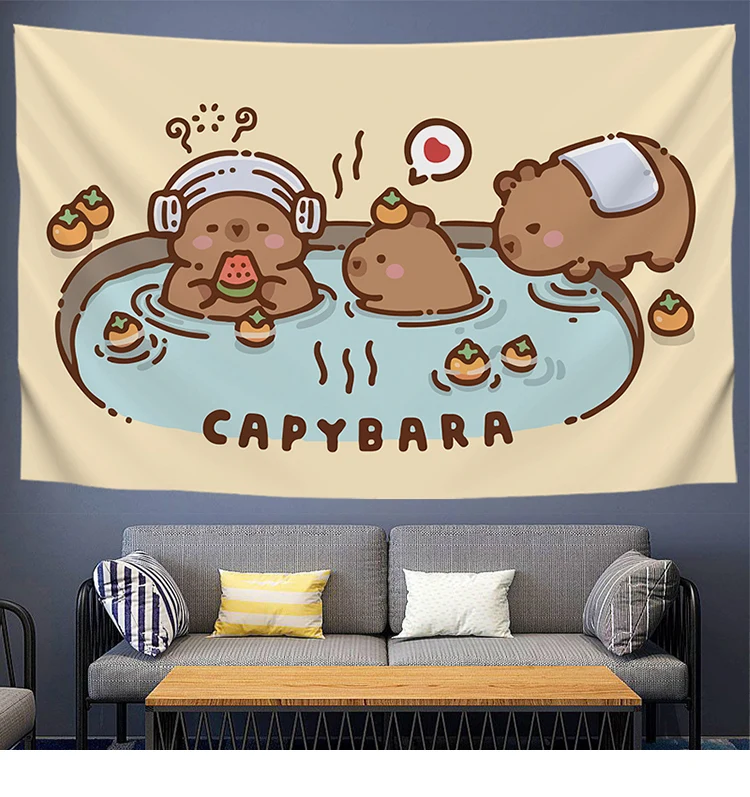 Capybara Influencer Cute Background Hanging Cloth Bedroom Background Cloth Living Room Decoration Tapestry wall hanging decor