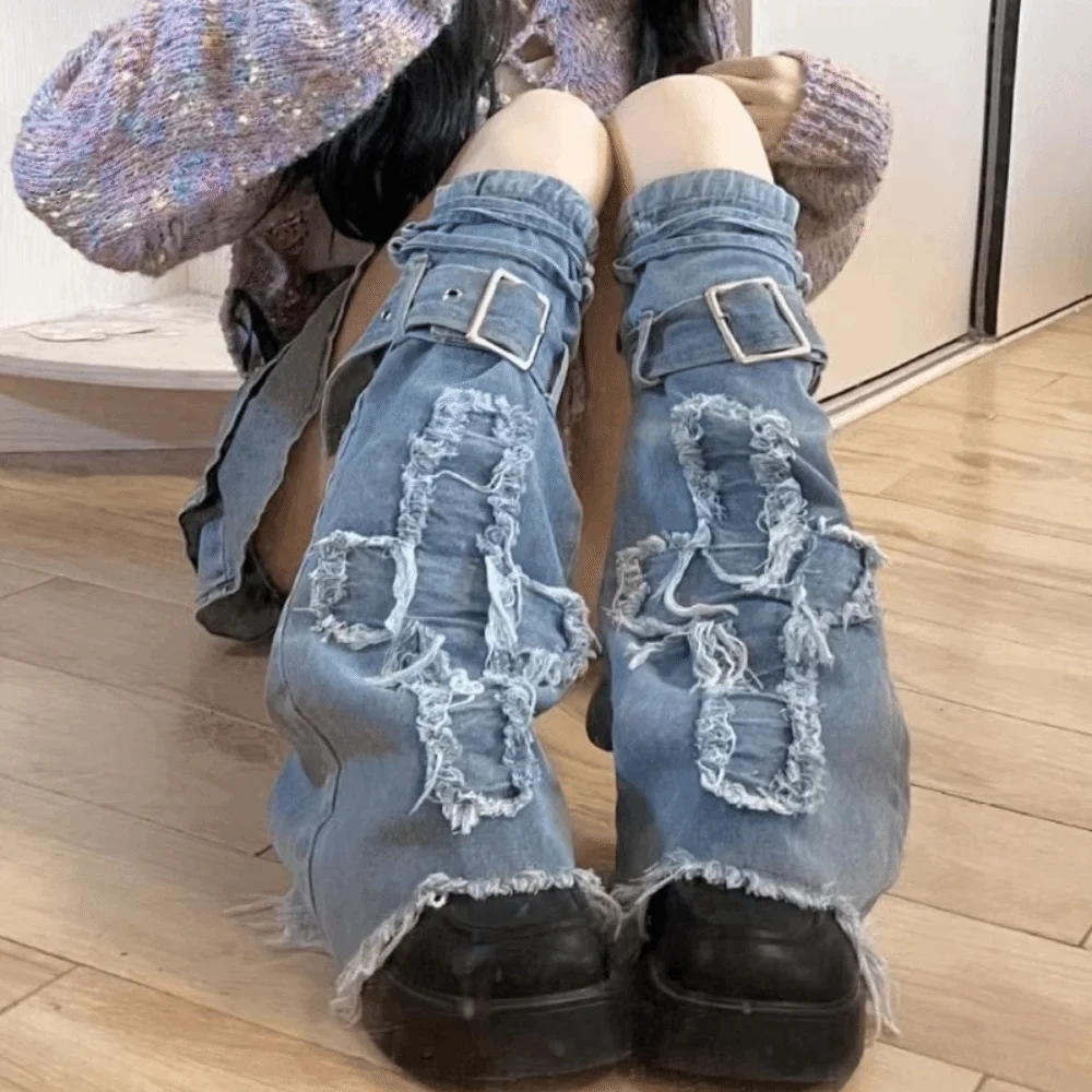 

Trendy Y2k Cross Leg Warmers Spicy Girl Retro Y2k Stockings Lolita Footcover Long Stockings Fall Winter