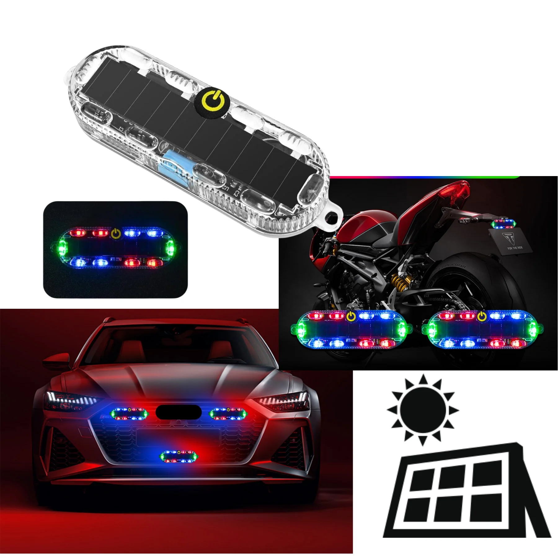 

4/1 шт. солнечный предупредительный световой сигнал для предотвращения столкновений автомобиля, дыхательный светильник для мотоцикла, электромобиля, светодиодный автомобильный хвостовой мигающий свет