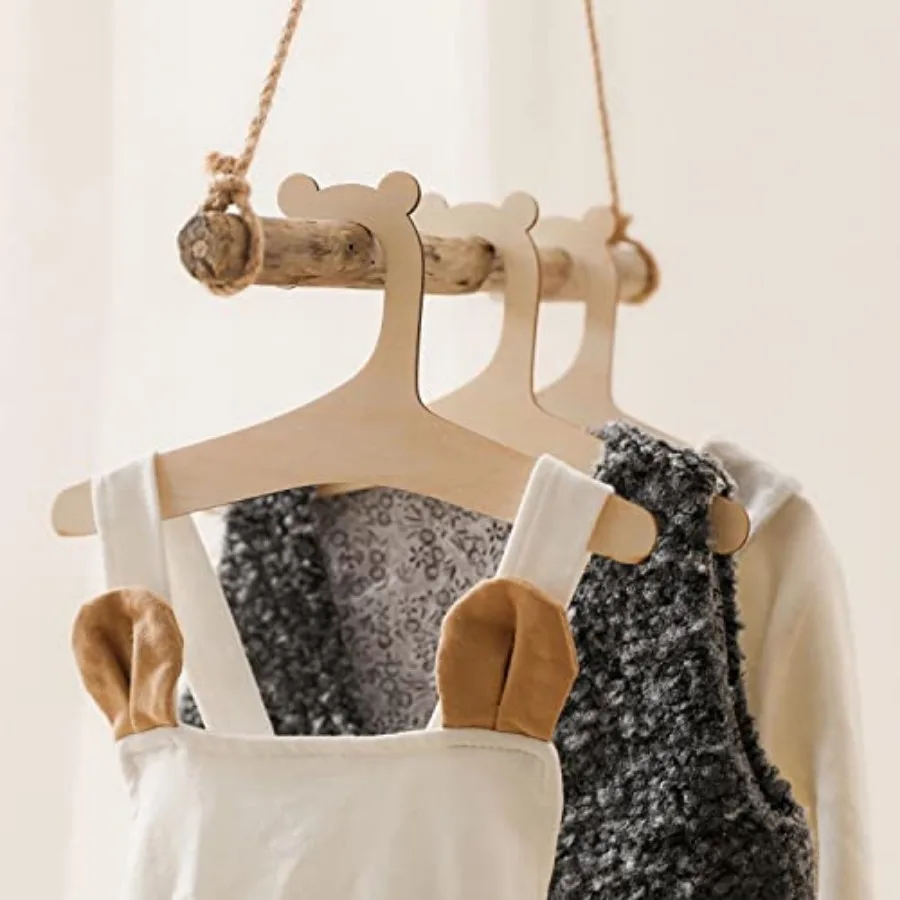 Paquete de 20 Perchas de Madera de 9 Pulgadas para Ropa de Bebé, Perchas de Madera para Recién Nacidos, Niñas y Niños, para Guardería, Lindas para Bebés y Niños Pequeños