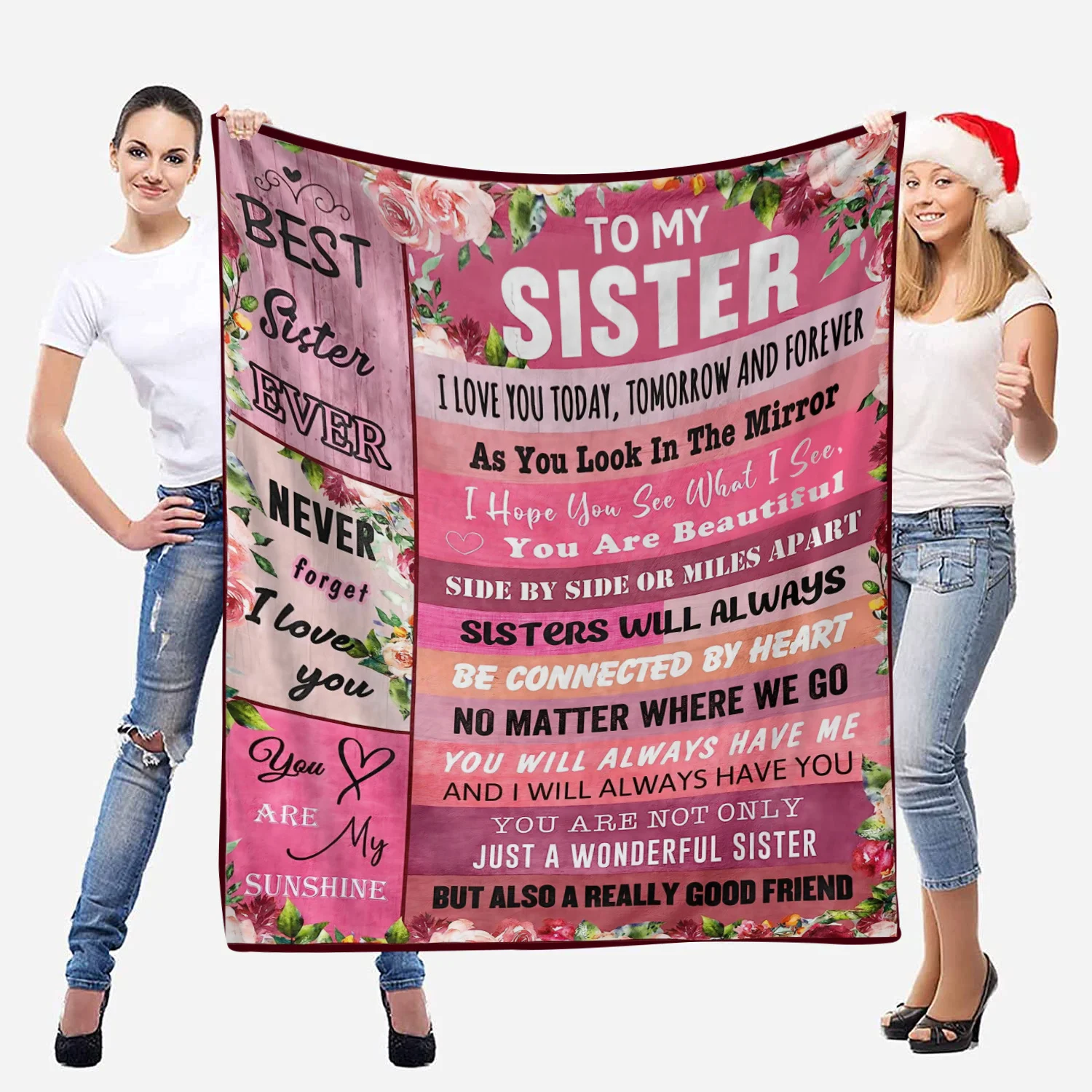 To My Sister Blanket Birthday Gifts Quilt Ultra-Soft Micro Fleece Throw Blankets for Thanksgiving Christmas Bed Sofa Travel