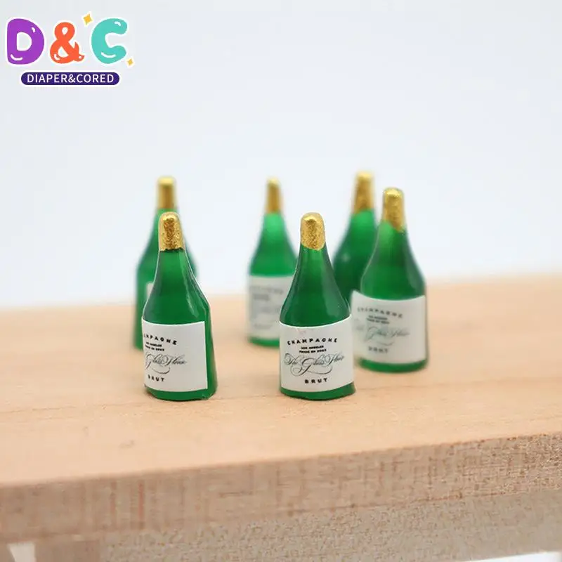 Modèle de bouteille de champagne maison de courses HI, accessoires de décoration de boissons, vin de simulation, maison de poupées, 6 pièces, 1/12