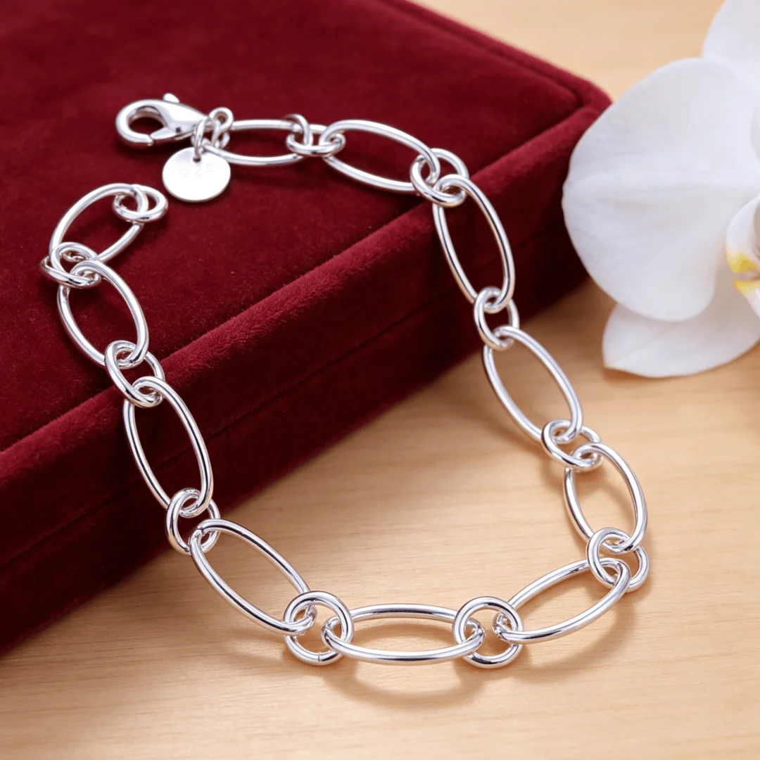 Luxury Brand 925 sterling silver Bracelets Unique circle chain for woman men classic fashion Wedding party Gift designer Jewelry