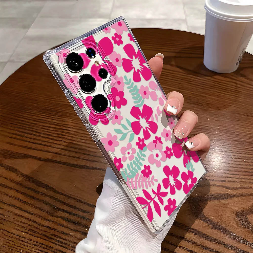 Picture 4: Clear Case For Samsung S23 S22 S25 S24 Ultra A56 5G A55 A54 A53 A36 A35 A34 A33 A26 A16 A15 A06 A05 Cute Flower Soft TPU Cover