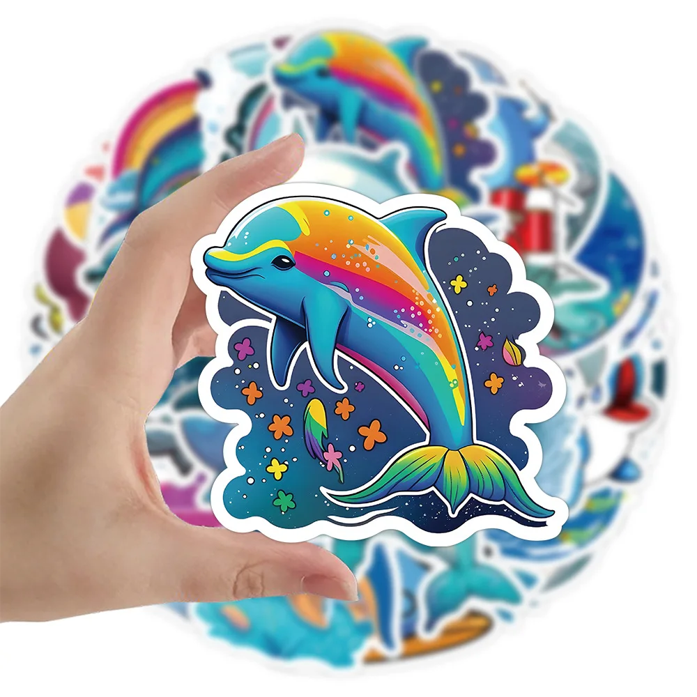10/50Pcs Cute Dolphin Cartoon Sea Creatures Graffiti Stickers Luggage Notebook Guitar Computer DIY Kids Toy Decorative Decals