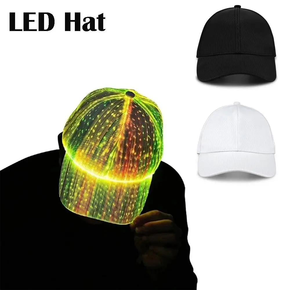 

7 Colors Changing Fiber Optic Cap Rechargeable Flashing Luminous Glowing Hat USB Charging LED Hat