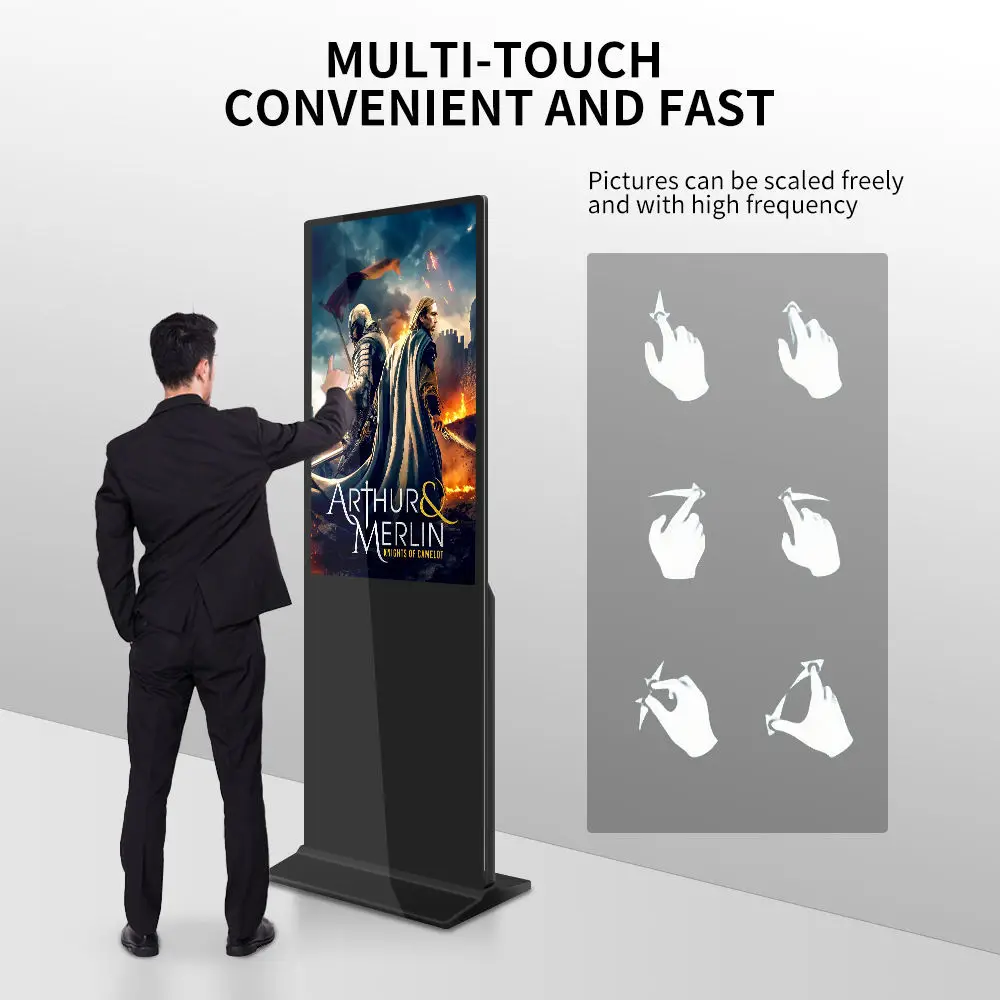 2K/4K Indoor Advertising Player Display Screen HD LCD LED Digital Signage Floor-Standing Vertical TV Touch Screen Elevators - view 3