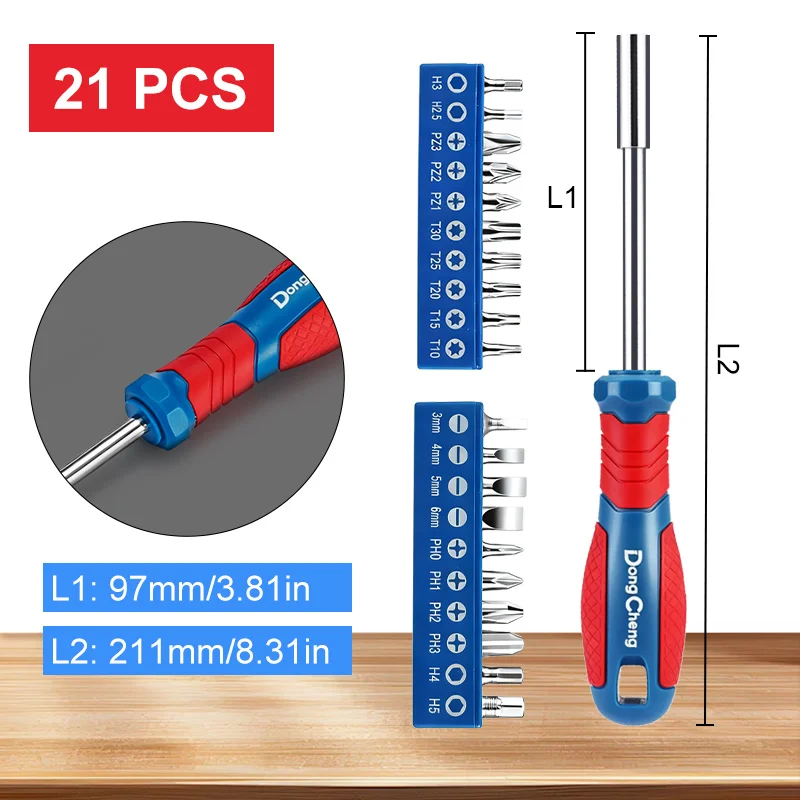 

Набор из 21 отверточных насадок - никелированная поверхность для защиты от коррозии и долговечности при общих бытовых ремонтах