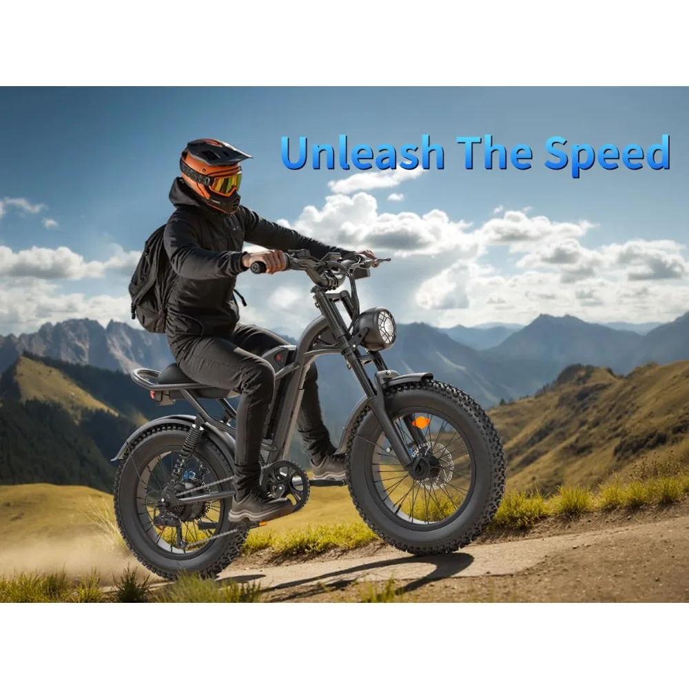 

Электрический велосипед для взрослых с пиковой мощностью двигателя 1000 Вт, максимальная скорость 20 миль/ч, запас хода 65 миль, съемная батарея 48В 15.6Ач, электрический внедорожный, настраиваемый