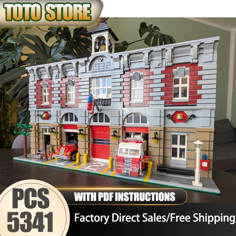 

City Street View Moc Building Bricks Grand Fire Brigade Model Technology Modular Blocks Christmas DIY Toy Construction Gifts