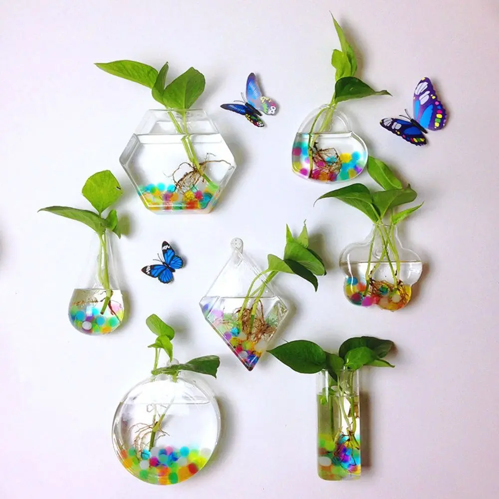Cone Shape Wall Hanging Vase Hydroponics Plants Transparent Glass Plant Pot Aquarium Container Fish Tank Plant Propagation Vase