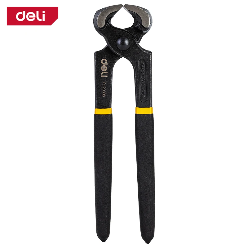 Deli 8\'\' Carpenter Pliers Walnut Plier Professional Flat End Tile Pliers for Crimping Cutting Wire Rolling Repair Tool Hand Tool