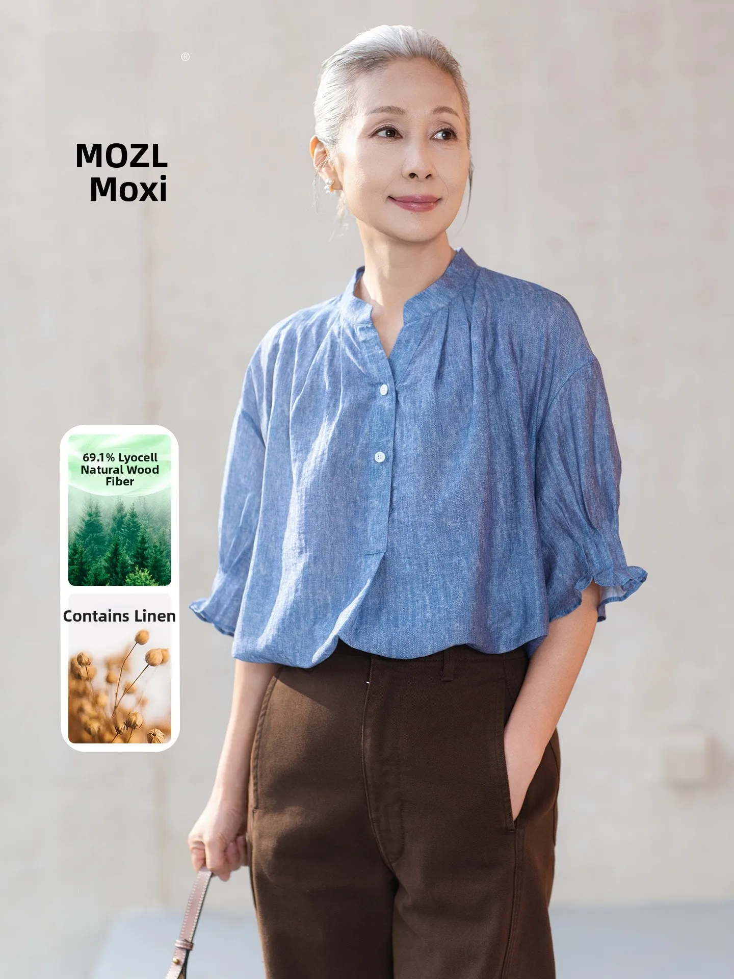 

Muzhi Mom Summer Fashionable Linen Shirt Short Sleeve T-Shirt Lightweight Loose Fit Standard Size for Middle-Aged And Elderly...