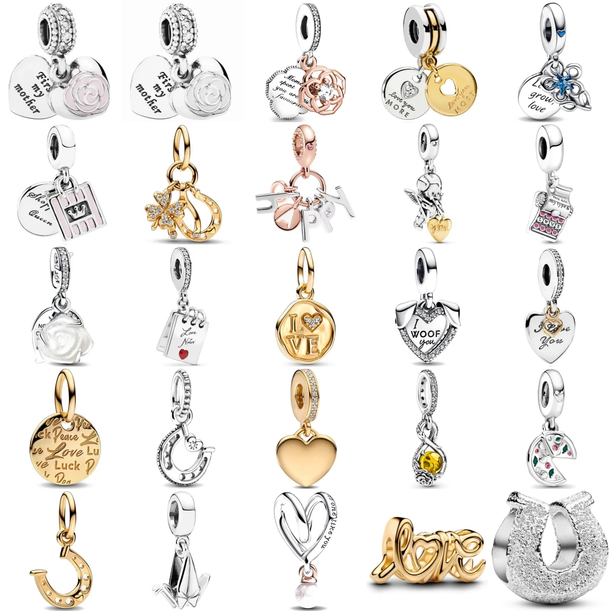 925 Sterling Silver Heart Mother Angel Letter Pendant Charm Fit Original Bracelet For Women Necklace Fine Jewelry Accessories