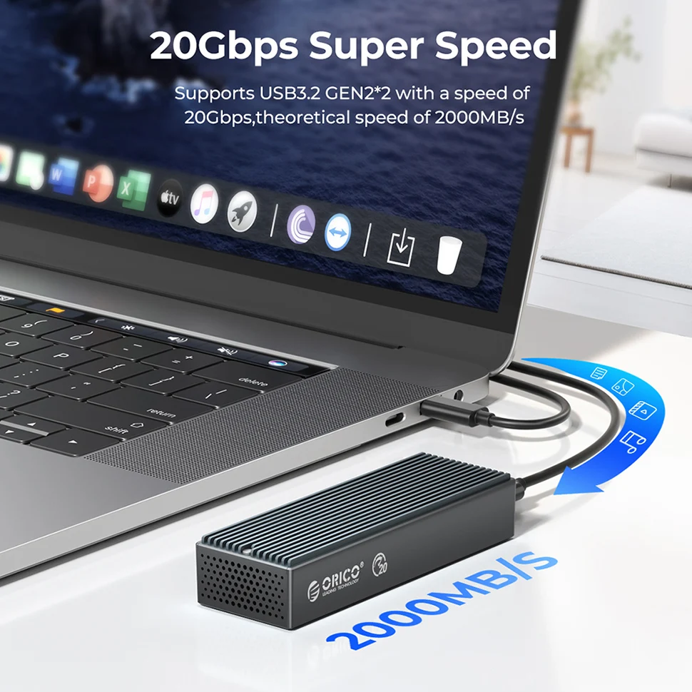حافظة خارجية ORICO-NVMe SSD ، حاوية M.2 ، USB HD ، حالة صلبة ، صندوق تخزين القرص الصلب ، نوع C M2 ، غلاف للكمبيوتر الشخصي ، كمبيوتر محمول ، 20 جيجابايت في الثانية