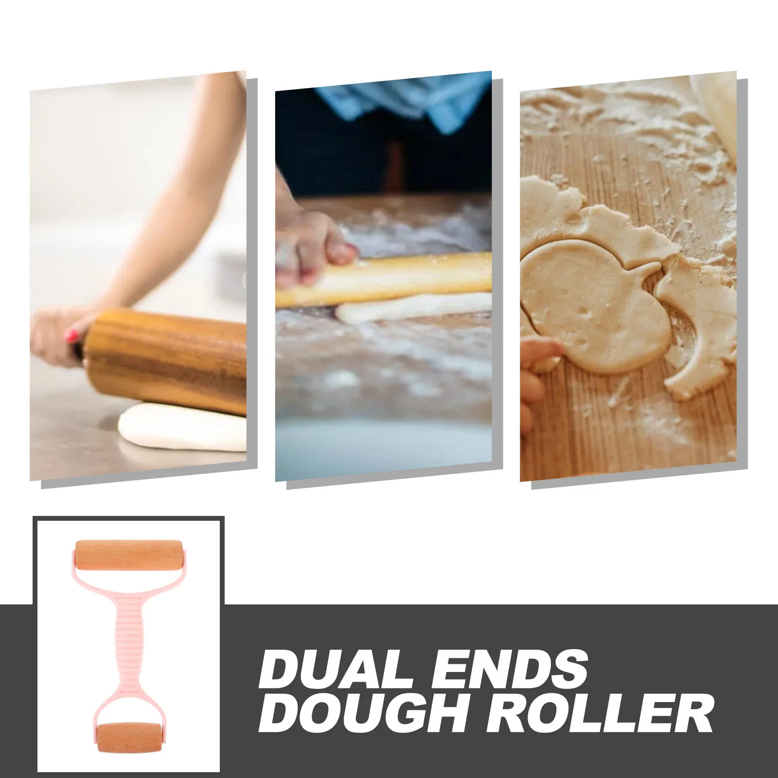 Dual-End Dough Roller Pin for Pizza & Pastry – Wood-Plastic Baking Tool for Even, Consistent Thickness