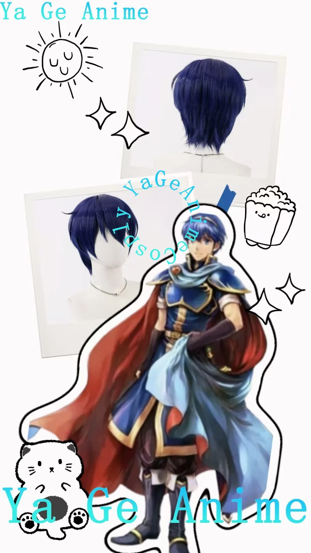 

Парик для косплея Марта: Пушистые корни, синий, короткие волосы в стиле Лорда для ролевых игр в образе героического принца, ретро-игр, вечеринок, карнавалов, сценических выступлений