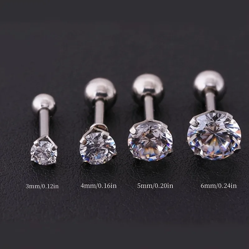 Women's 4 Pairs Elegant Faux Diamond Stud Earrings Set