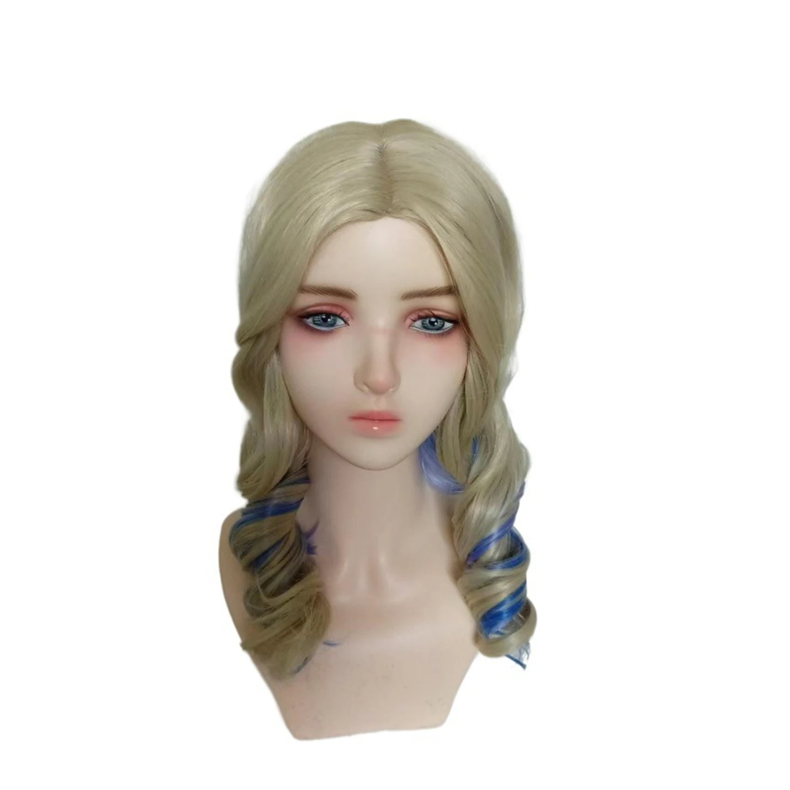 Peluca de Cosplay de película Zombies Addison Wells para mujer, pelo rizado dorado de longitud media con reflejos, peluca resistente al calor