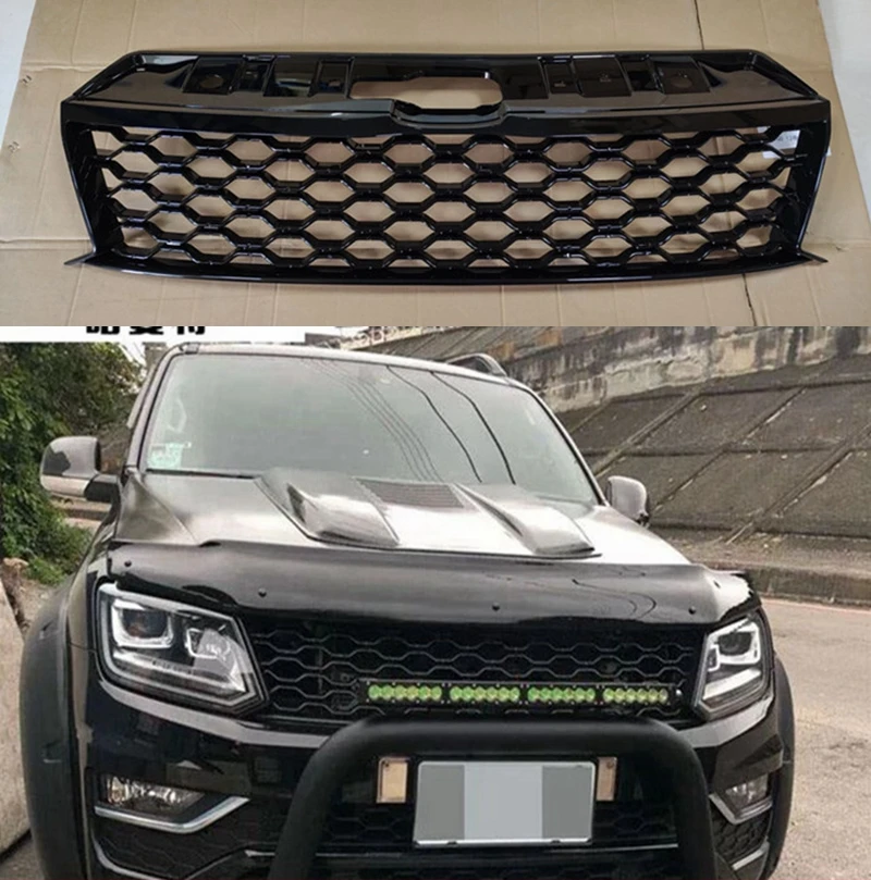 

AUTO PICKUP CAR ACCESSORIES FRONT MESH MASK COVER ABS GRILLS GRILLE FIT FOR VW amarok v6 2015-2019 VEHICLE GRILL PARTS