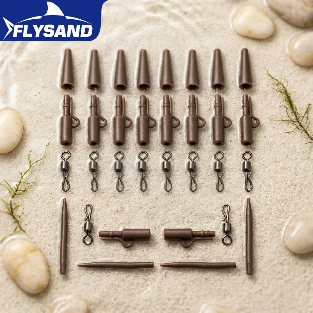 40-teiliges Karpfenangel-Set mit Bleiclips, Wirbeln, Gummimanschetten und Rig-Zubehör für Angelabenteuer