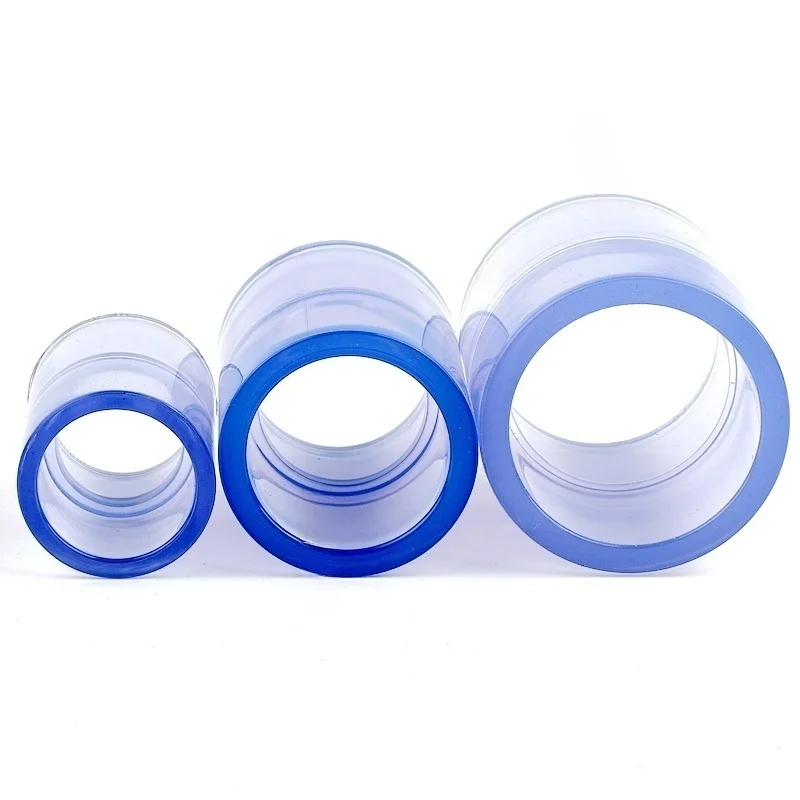 1PC I.D 16~63mm UPVC Direct Connector Garden Irrigation Water Pipe Fittings Accessories Aquarium Tank Transparent Blue Joints