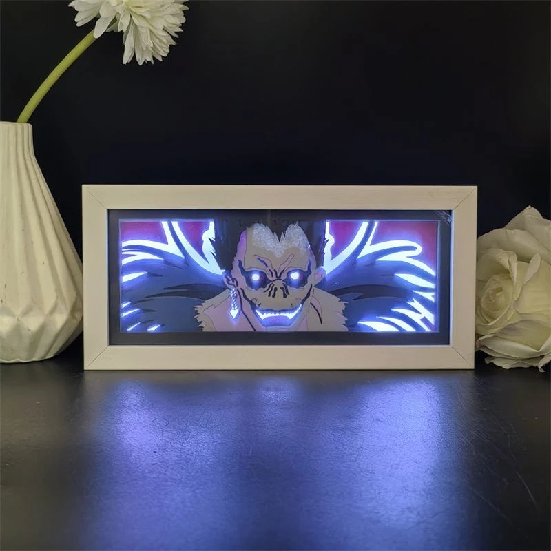 

Anime Death Note LED Paper Carved Lamp Anime Figure Yagami Light L Lawliet Ryuk 3D Night Light Bedroom Decoration Lamps Toy Gift