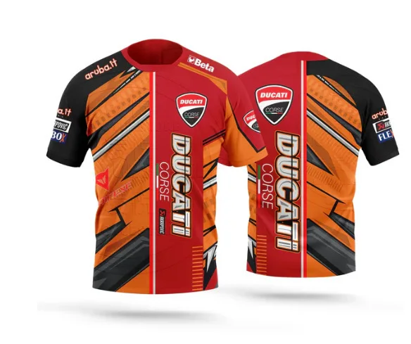Camiseta Deportiva de Secado Rápido para Hombre, Estilo Ducati Racing, Estampada, para Motociclismo, Manga Corta, Casual, Tallas Grandes