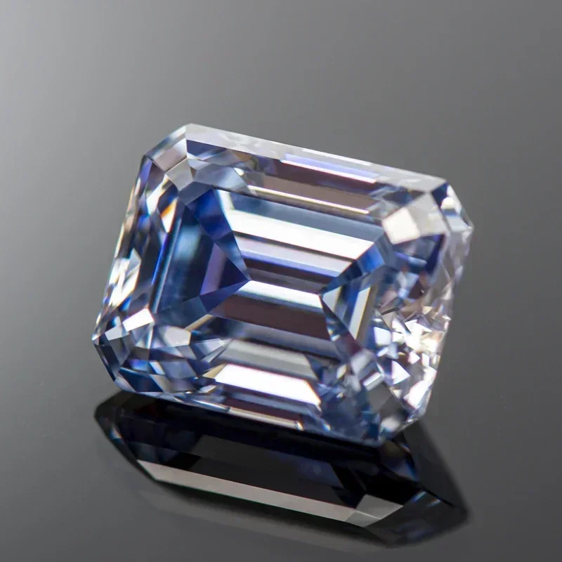 Moissanite Stone Emerald Cut Lavender Color VVS1 with GRA Certificate for Gemstone Charms Advanced Jewelry Making Materials