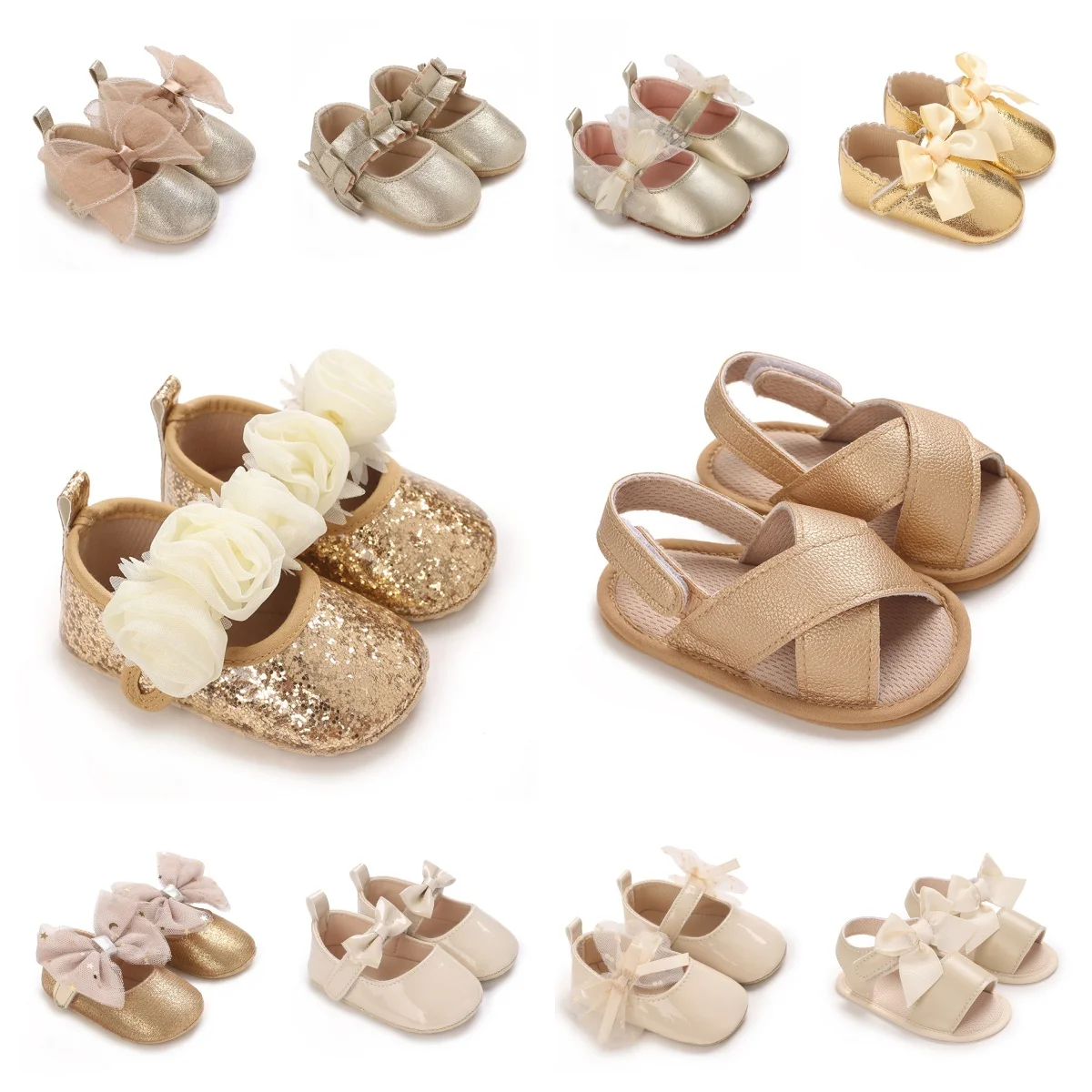 

0-18 Months Old Baby Walking Shoes Soft Soled Anti Slip External Sandals Fashion And Stylish Bow Princess Shoes