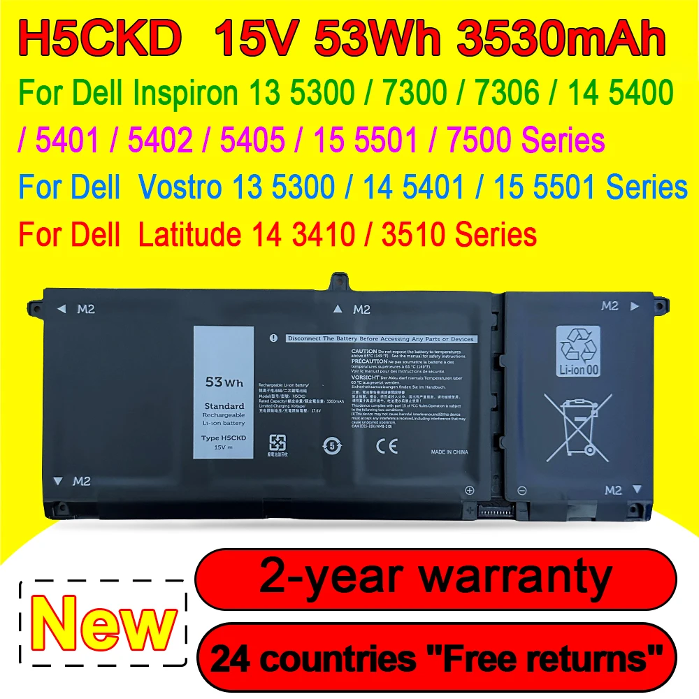 

H5CKD Battery For Dell Inspiron 5408 5508 5509 5400 5406 7405 7500 7506 2-in-1 For Dell Latitude 3410 3510 2 sold