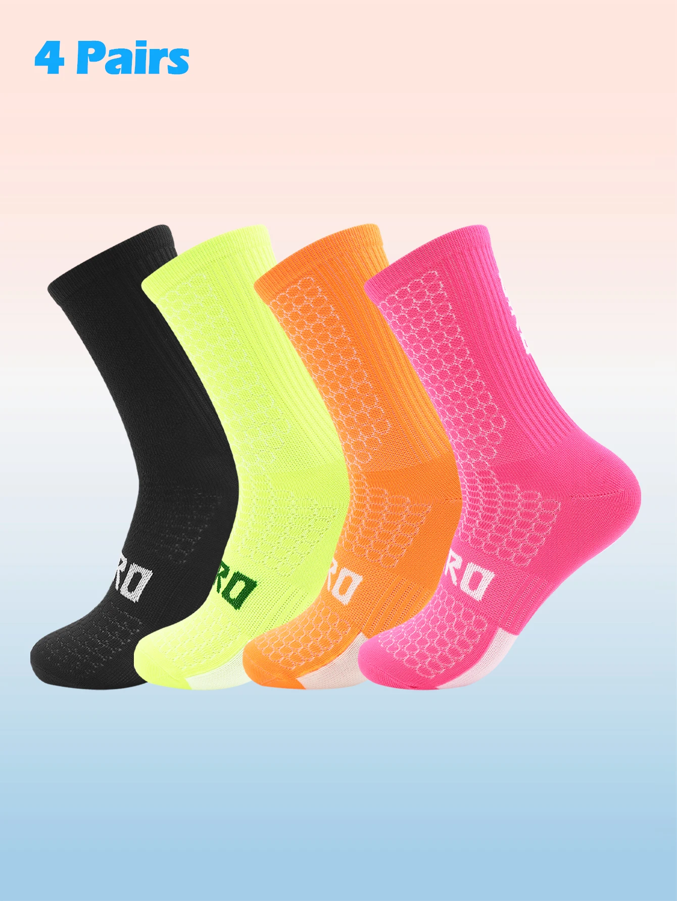 4 Pairs 2026 New Cycling Socks Bike Nurse Compression Road Bike Running Mtb Knee-high White Sports Funny Brand Black