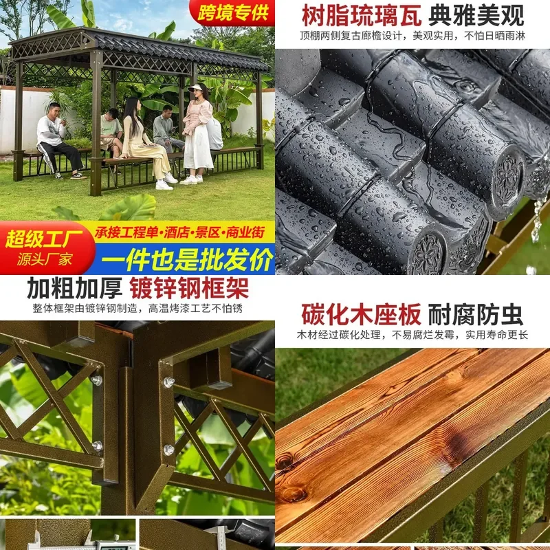 For Outdoor Leisure Pavilion Small Courtyard Canopy Villa Terrace Chinese Style Awning Weatherproof Sunshade Garden Decor