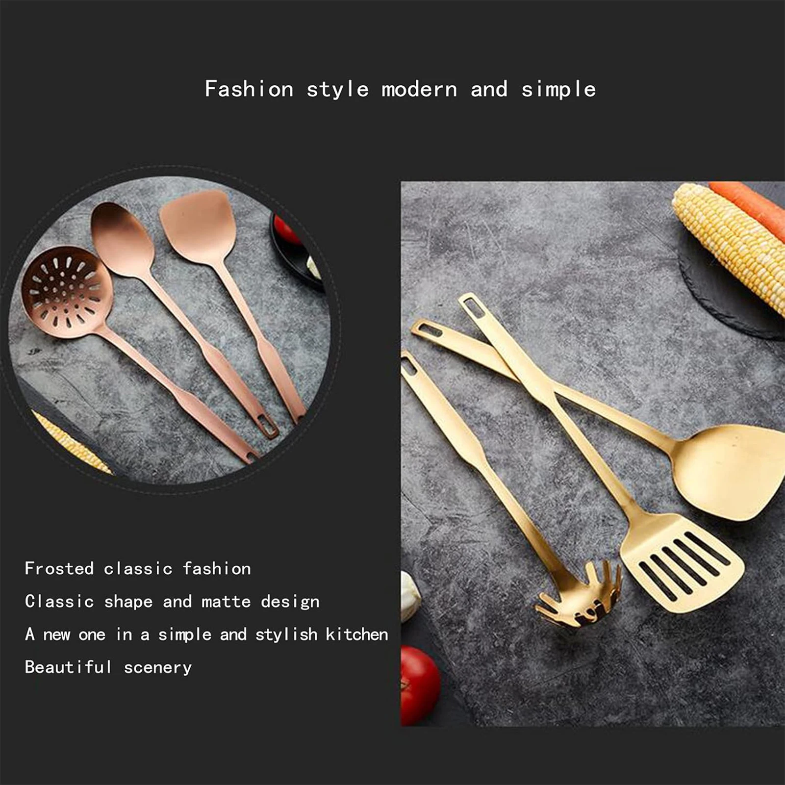 6pcs Chef Kitchen Cooking Utensils Set No Deformation Easy to Store Utensils Set for Baking and Outdoor Grilling