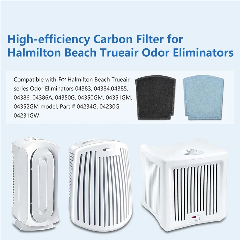 【Must-Haves】 4 Ersatz-Kohlefilter für Halmilton Beach Trueair Odor Eliminators Modell 04230G, 04231GW, 04384, 04386, 043