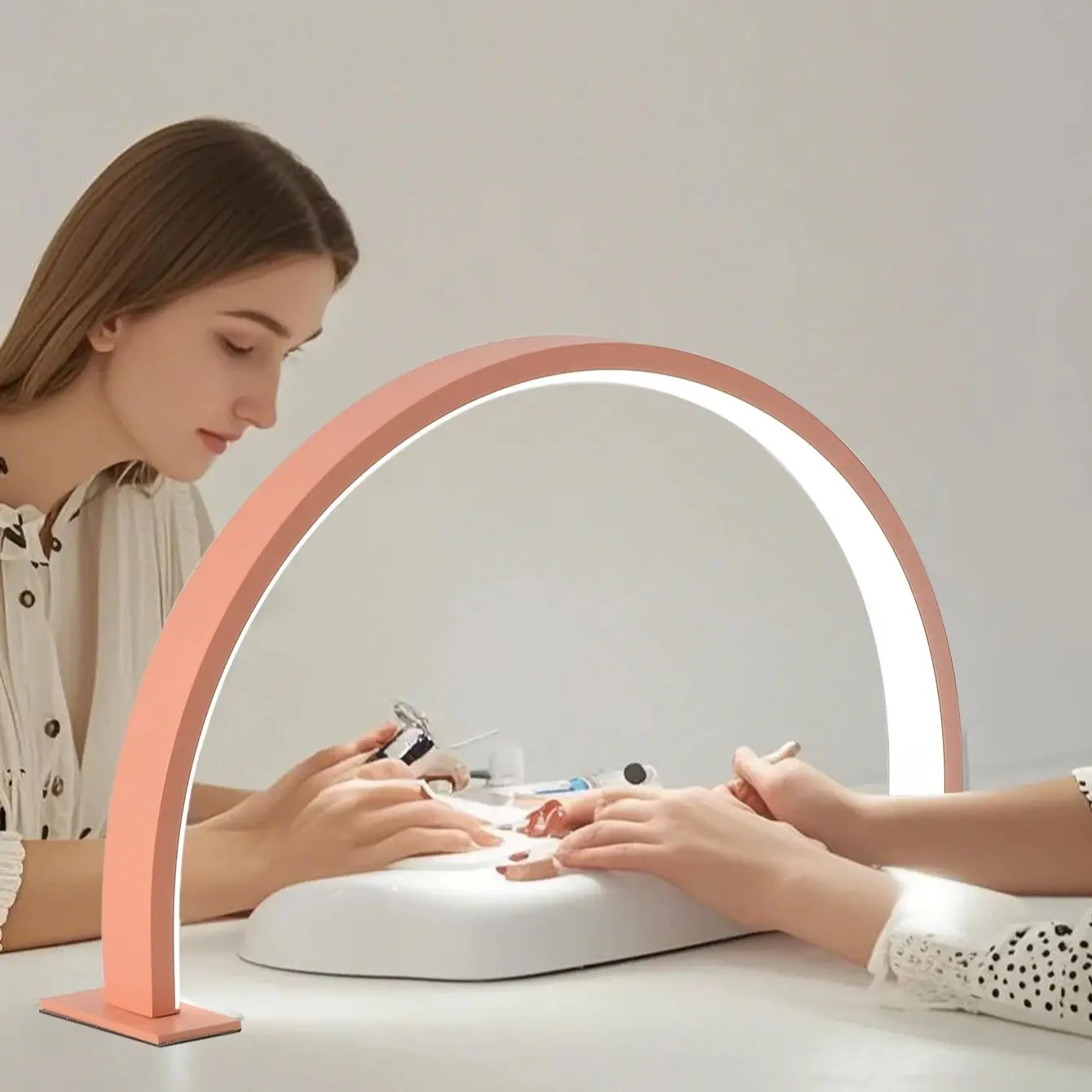 مصباح حشو أبيض/وردي لغرفة المعيشة، خزانة الملابس، ديكور المنزل لغرفة النوم، صالون التجميل، صالون الأظافر #1