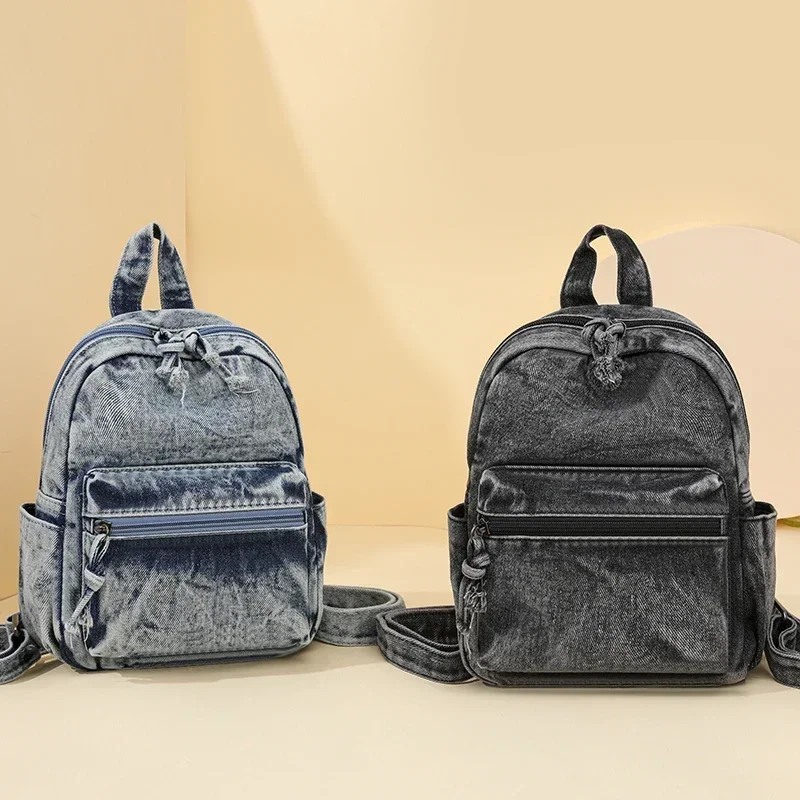 Denim Zipper Sewing Thread 2024 New High Quality Fashion Backpack Softback Youth Casual Versatile Large Capacity Bags