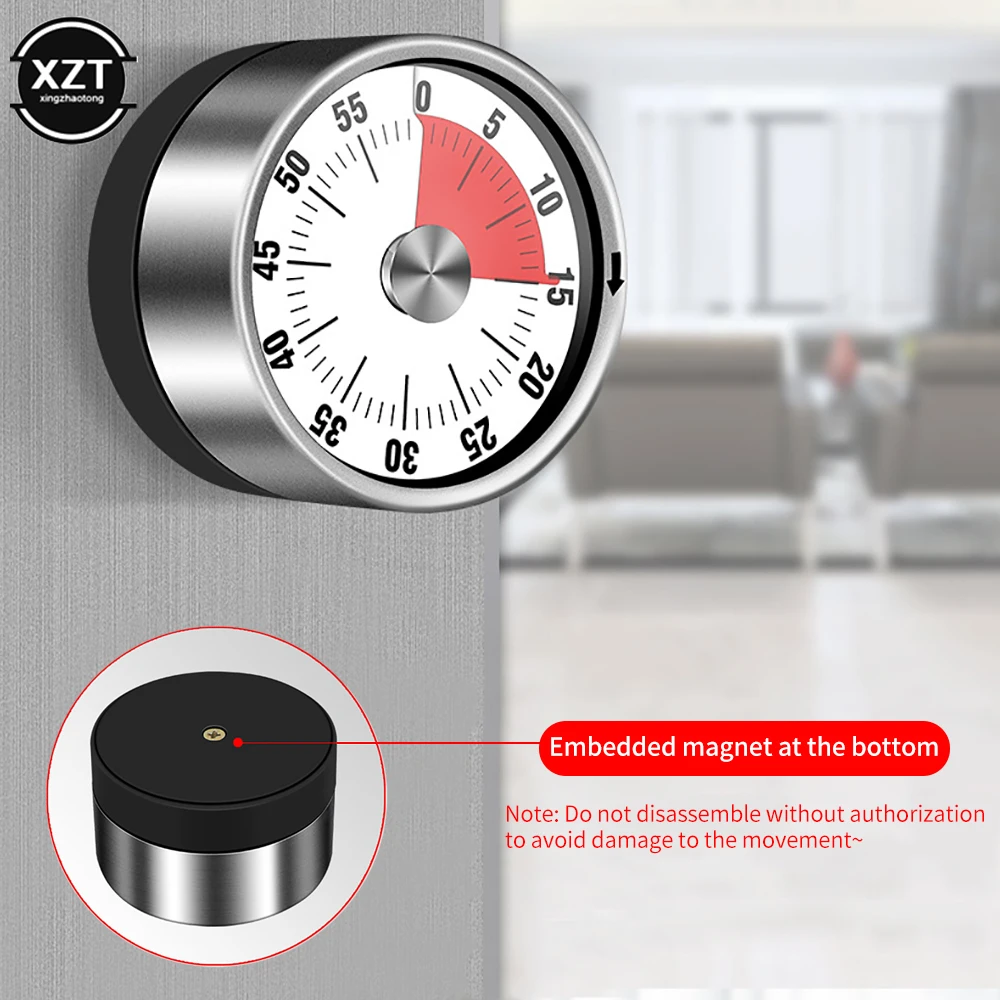 Creatieve magnetische roestvrijstalen timer Mechanische digitale kookwekker Koken Studie Fitness Countdown 60-minuten wekker