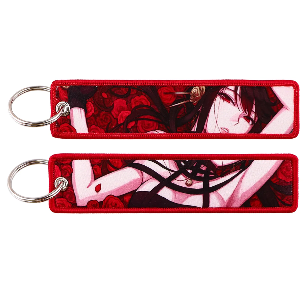 Manga Anime Hímzés kulcs fobs Gúnyrajz Írásjegy kulcs Cafatos gyapjúfürt keychain számára motorcycles autók kulcs Cirkusz porondja accessor chaveiro ékszer