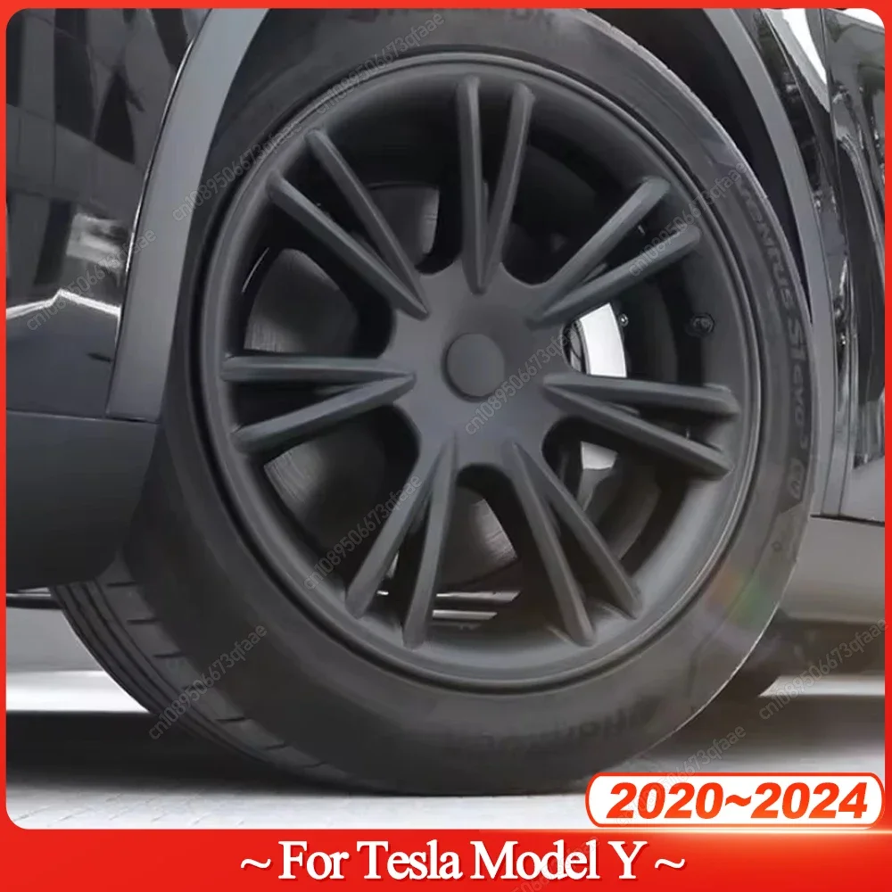 

19 Inch For Tesla Model Y Wheel Caps 2020-2024 4PCS HubCap Performance Automobile Replacemen Hub Cap Full Rim Cover Matte Black