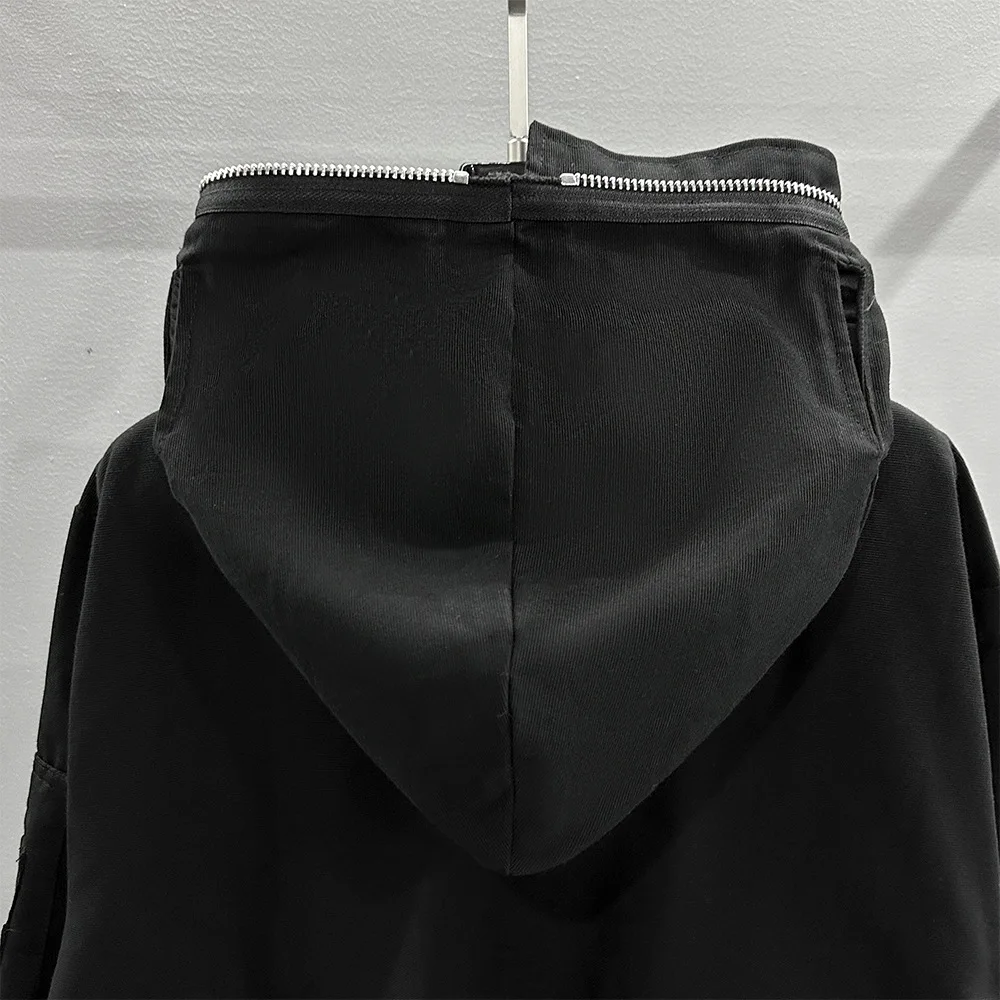 New Luxury 2025 Rick Four Holes Zipper Pockets Pullover Hoodies Hoody hooded Sweatshirts velvet Cotton Thick Fleece US size #603